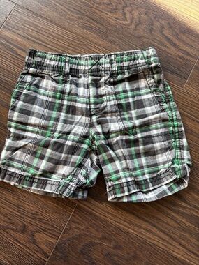 Carter's Plaid Pull-On Shorts in Green, Gray and White